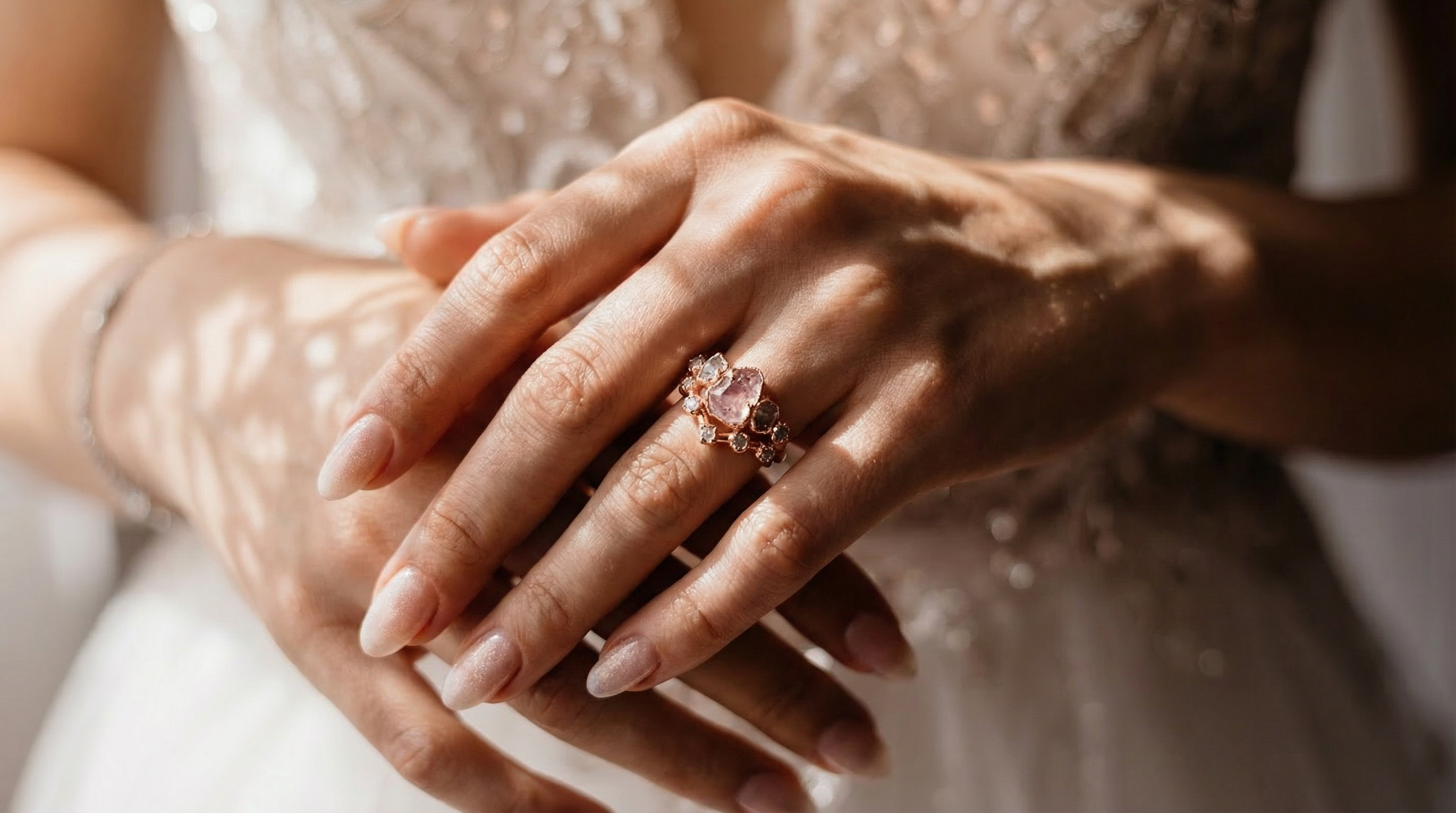 Rose quartz wedding ring | Audrey
