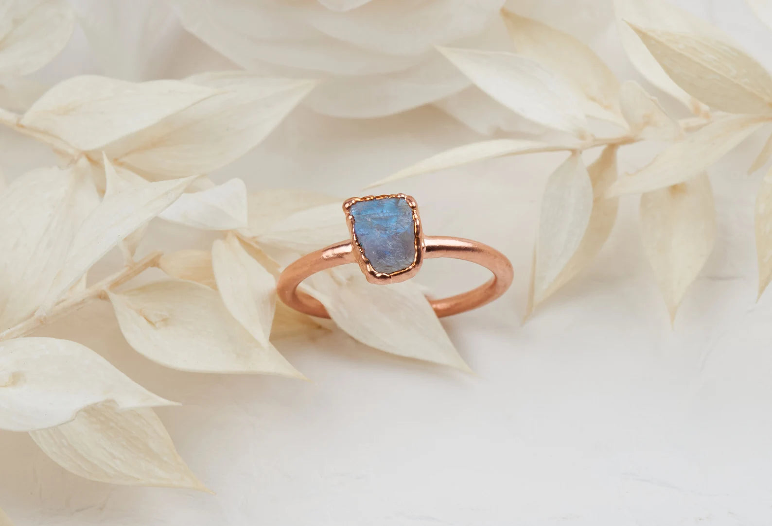 Raw Moonstone engagement ring | Aura No chevron ring