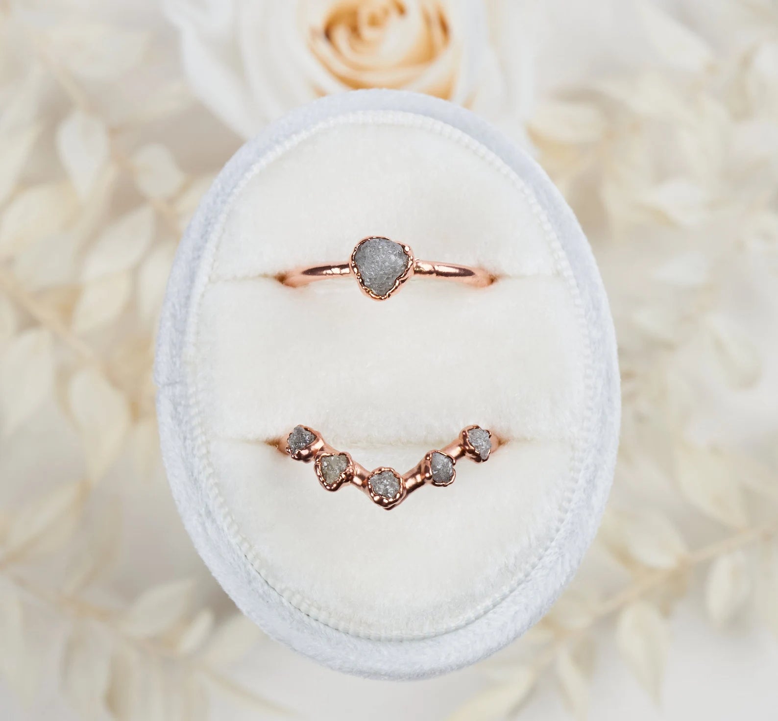 Raw diamond engagement ring set | Emma