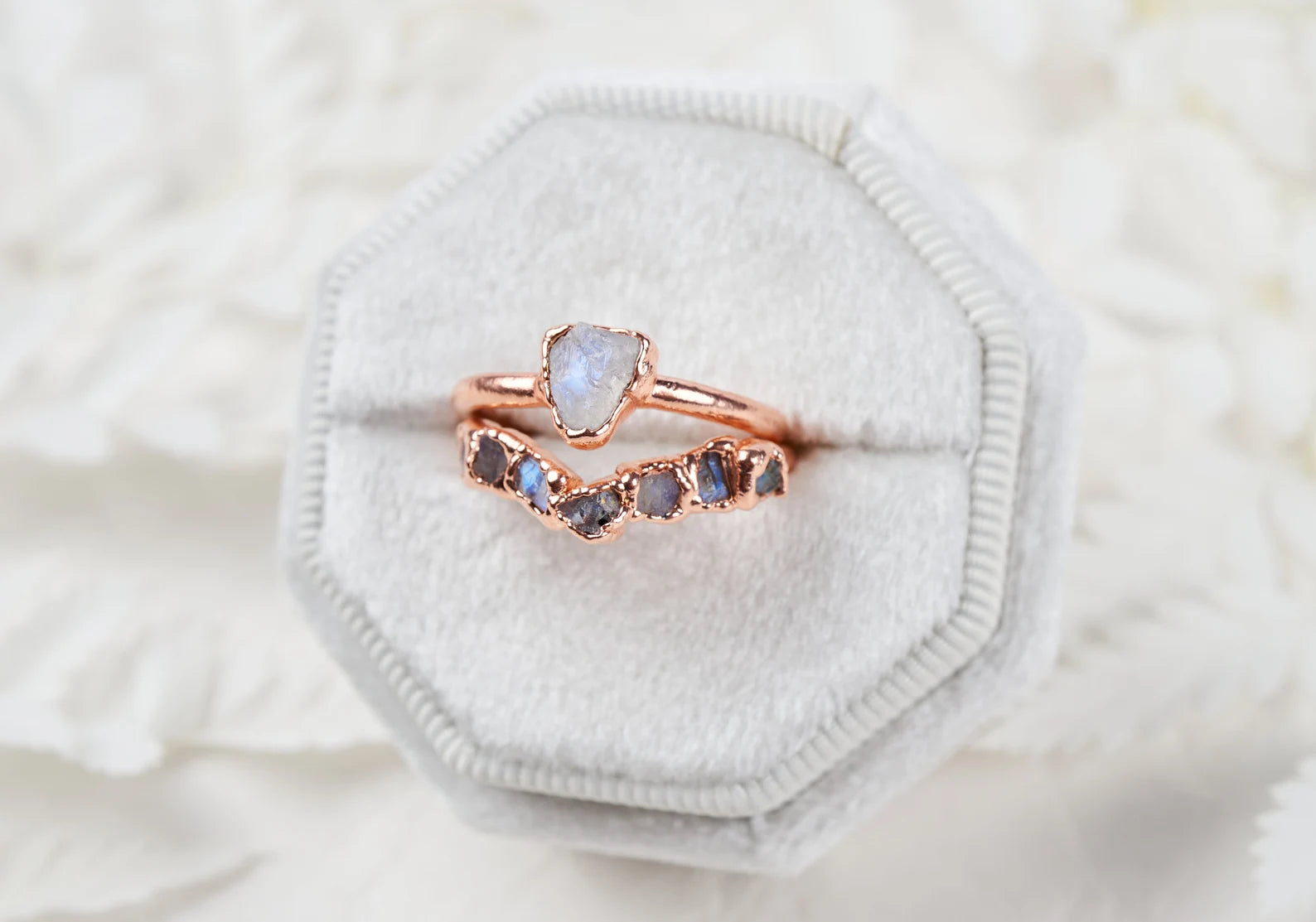Raw Moonstone engagement ring | Aura