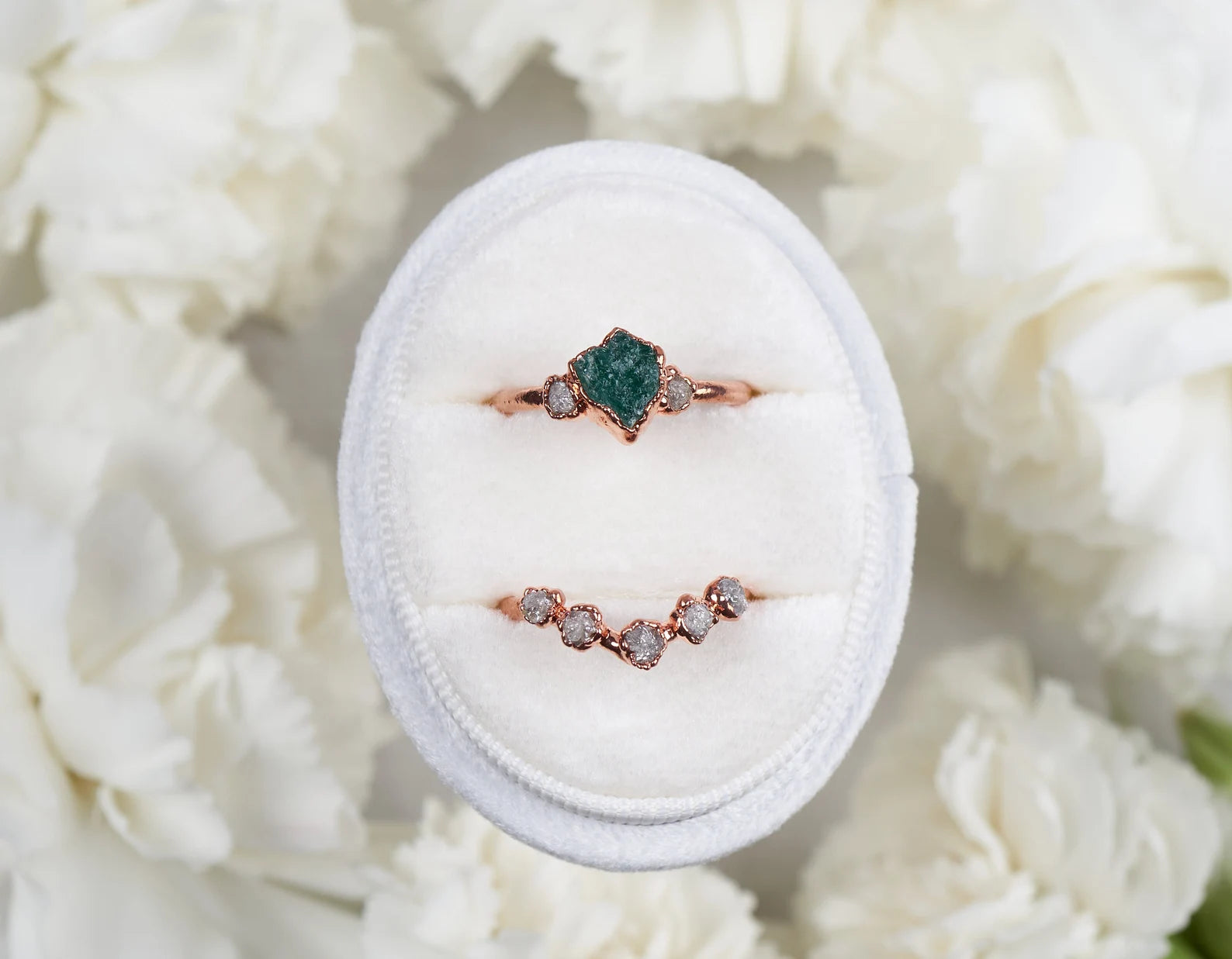 Emerald and Diamond engagement ring set | Leah