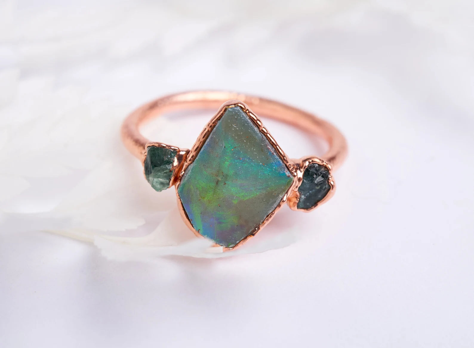 Opal and emerald ring | Marlene No chevron ring