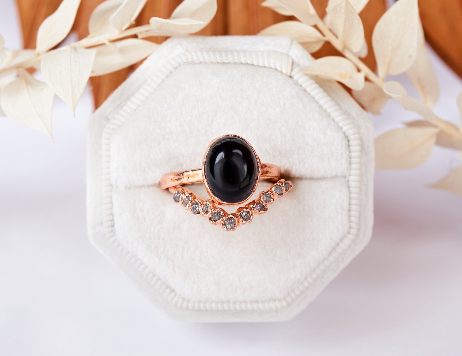 Black obsidian ring set | Abigail