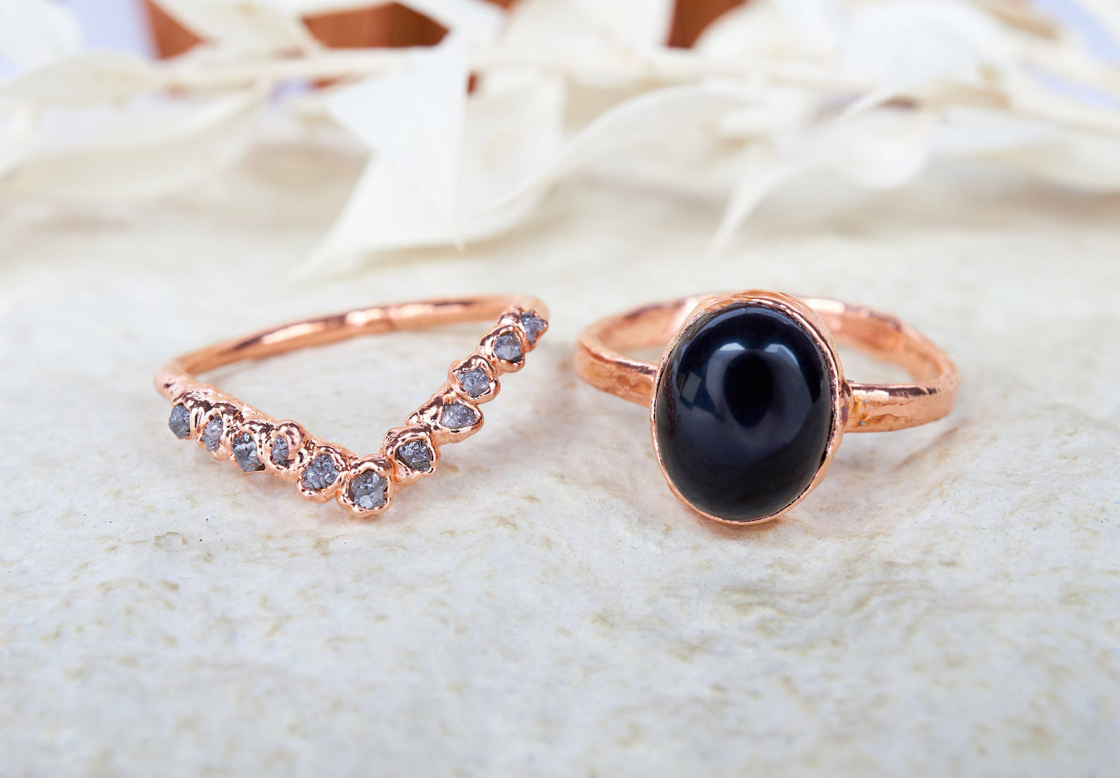 Black obsidian ring set | Abigail