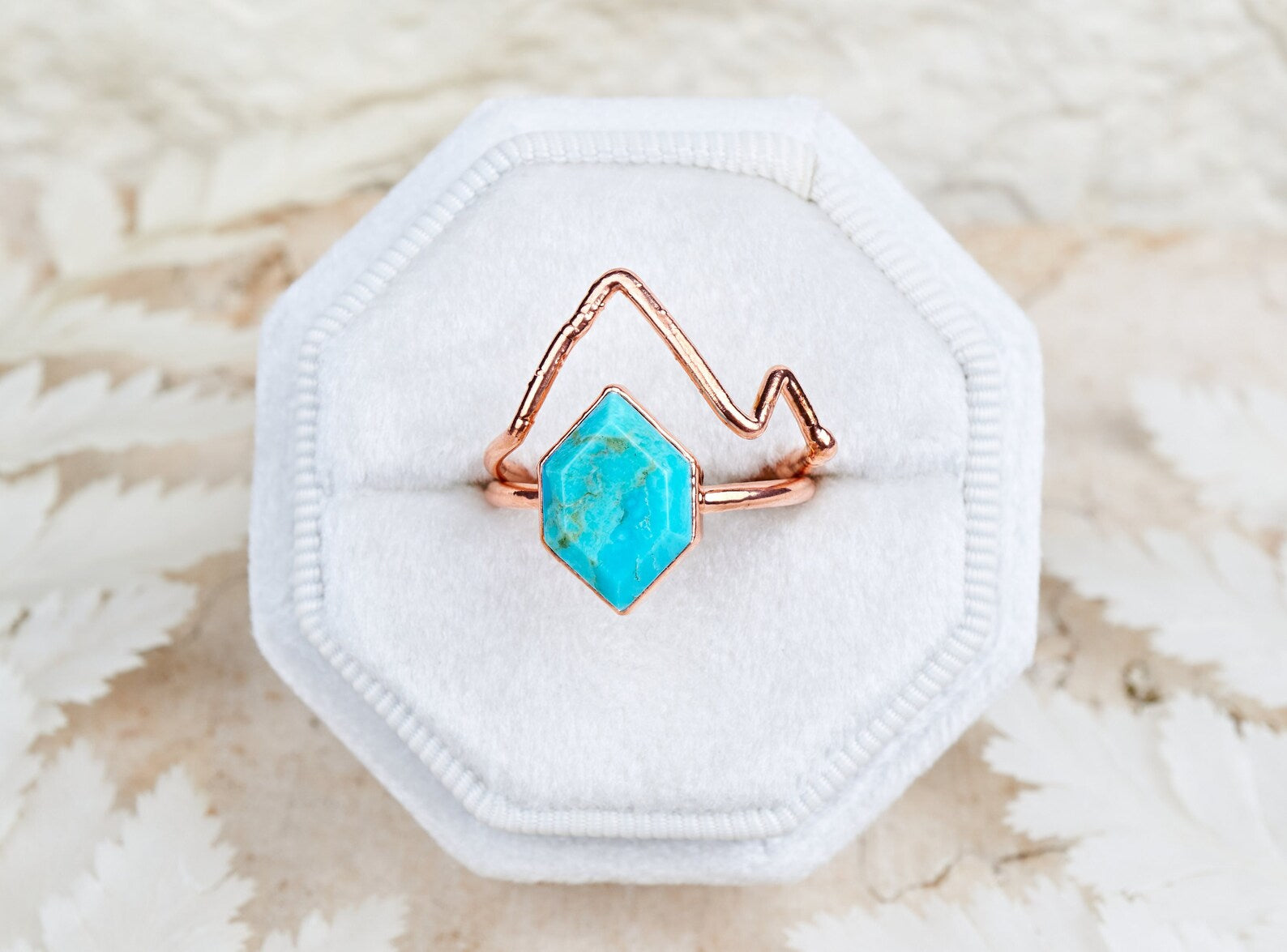 Mountain & turquoise engagement ring set | Felicia