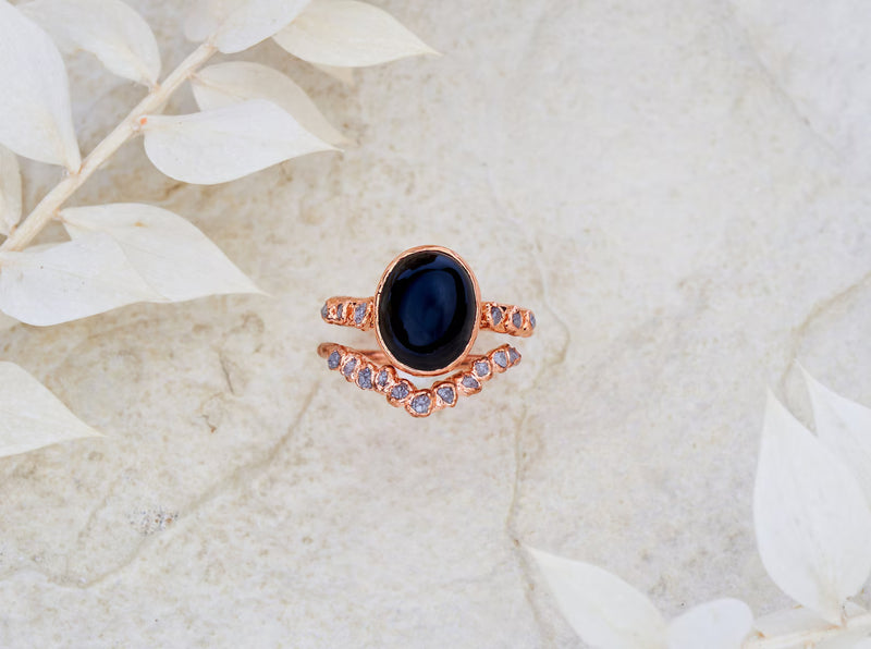 Black obsidian engagement ring | Kate With chevron ring