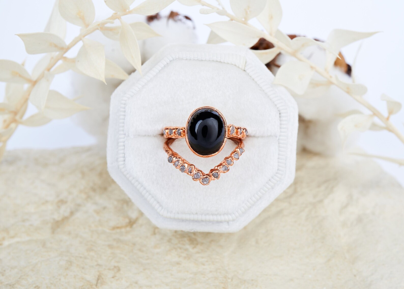 Black obsidian engagement ring | Kate