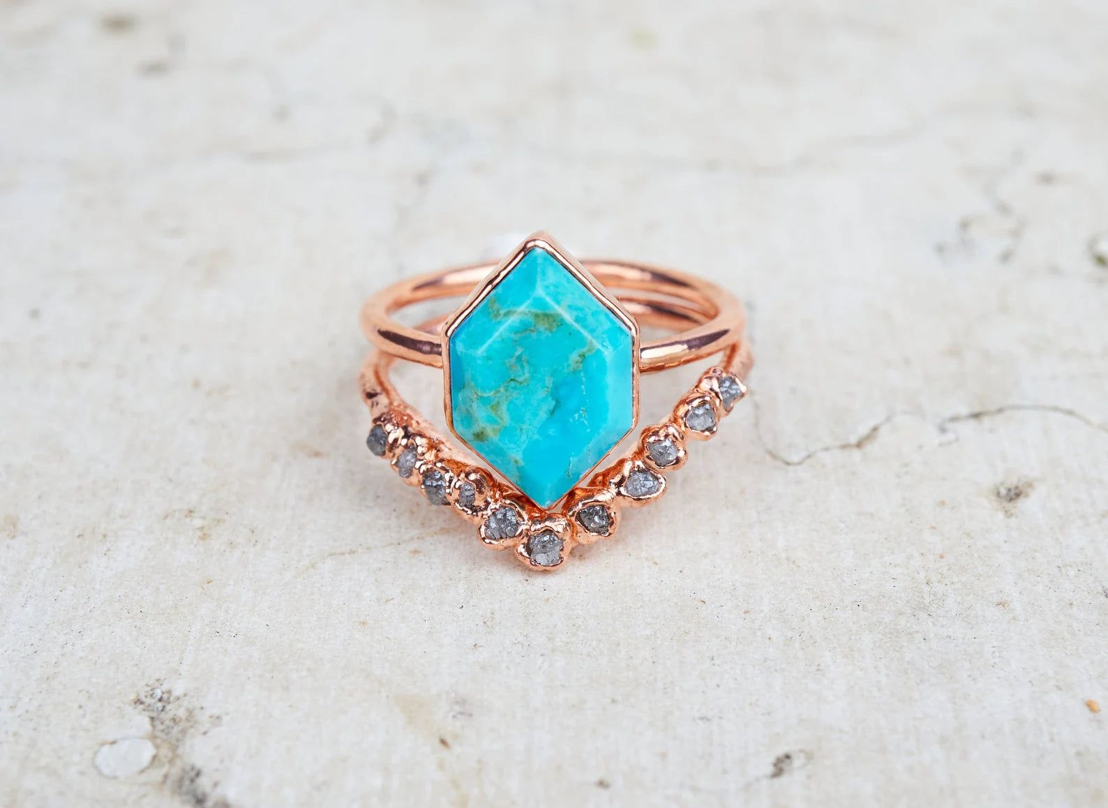 Turquoise and diamond engagement ring | Brooke