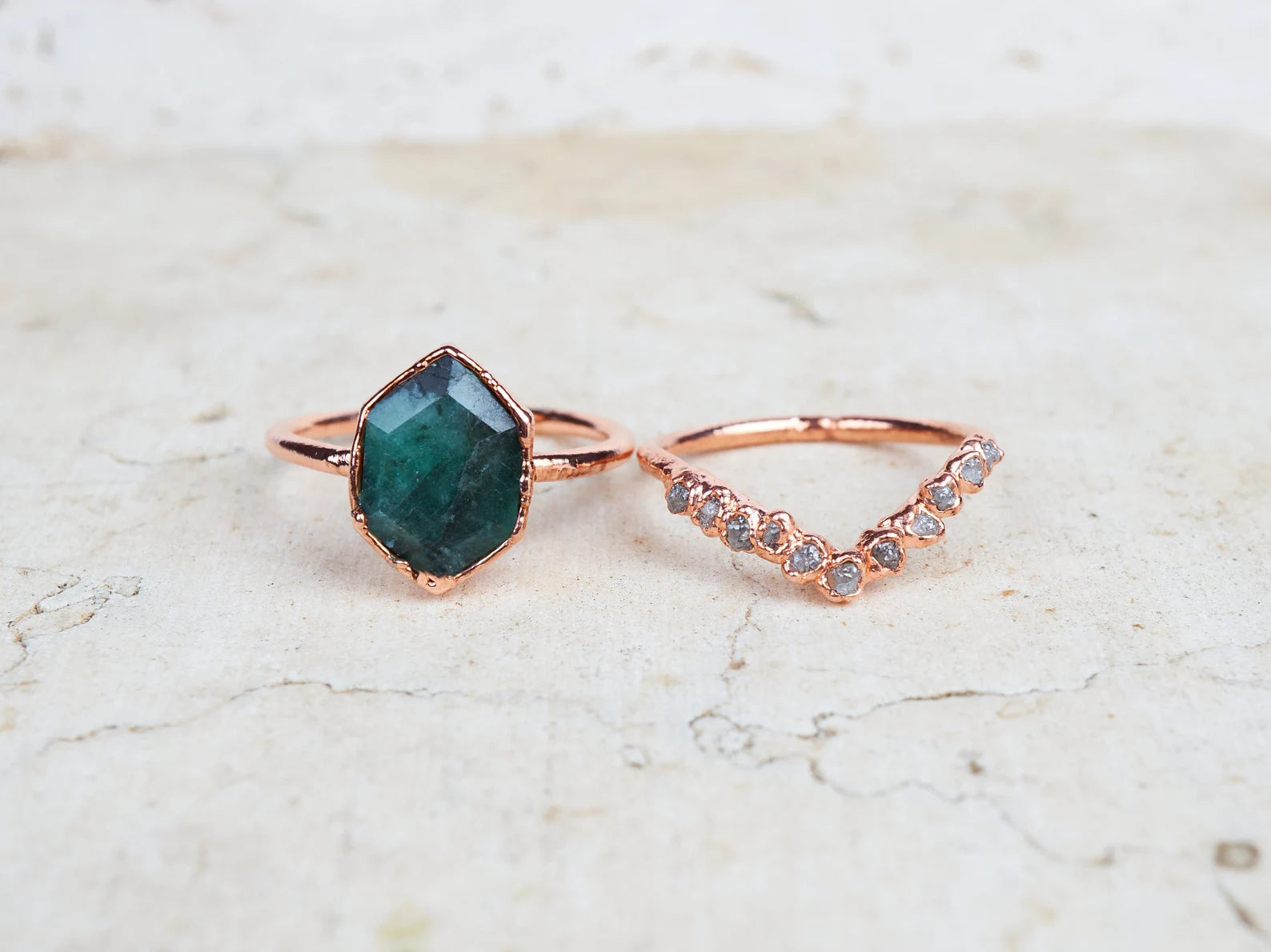Diamond & Emerald promise rings | Tessa