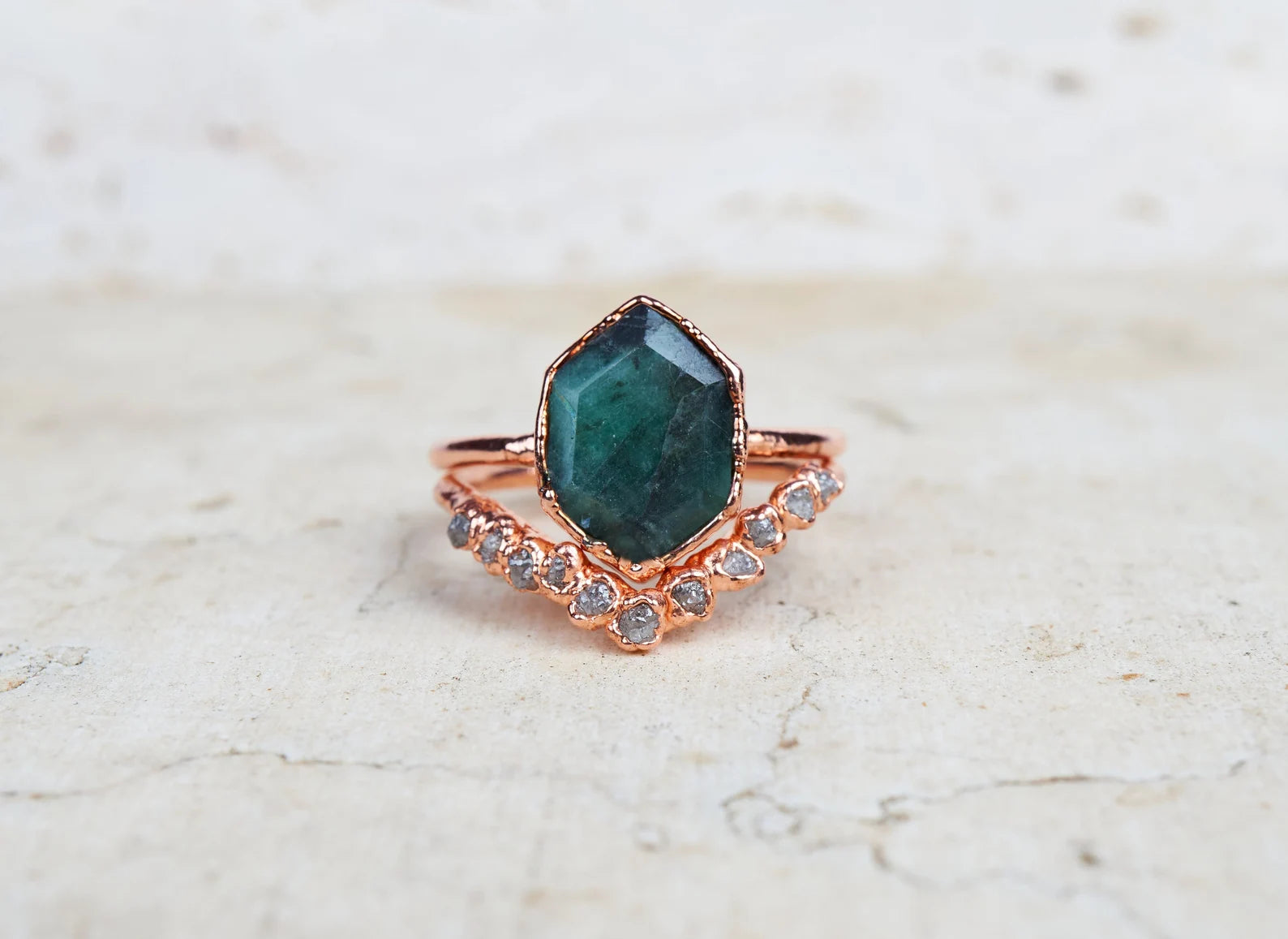 Diamond & Emerald promise rings | Tessa