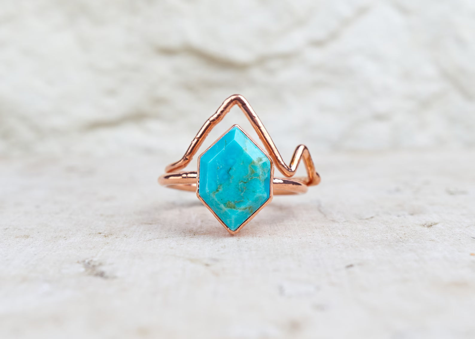 Mountain & turquoise engagement ring set | Felicia