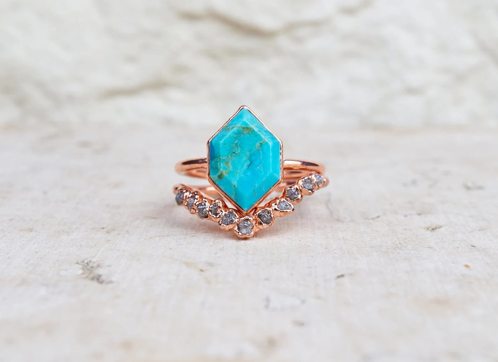 Turquoise and diamond engagement ring | Brooke
