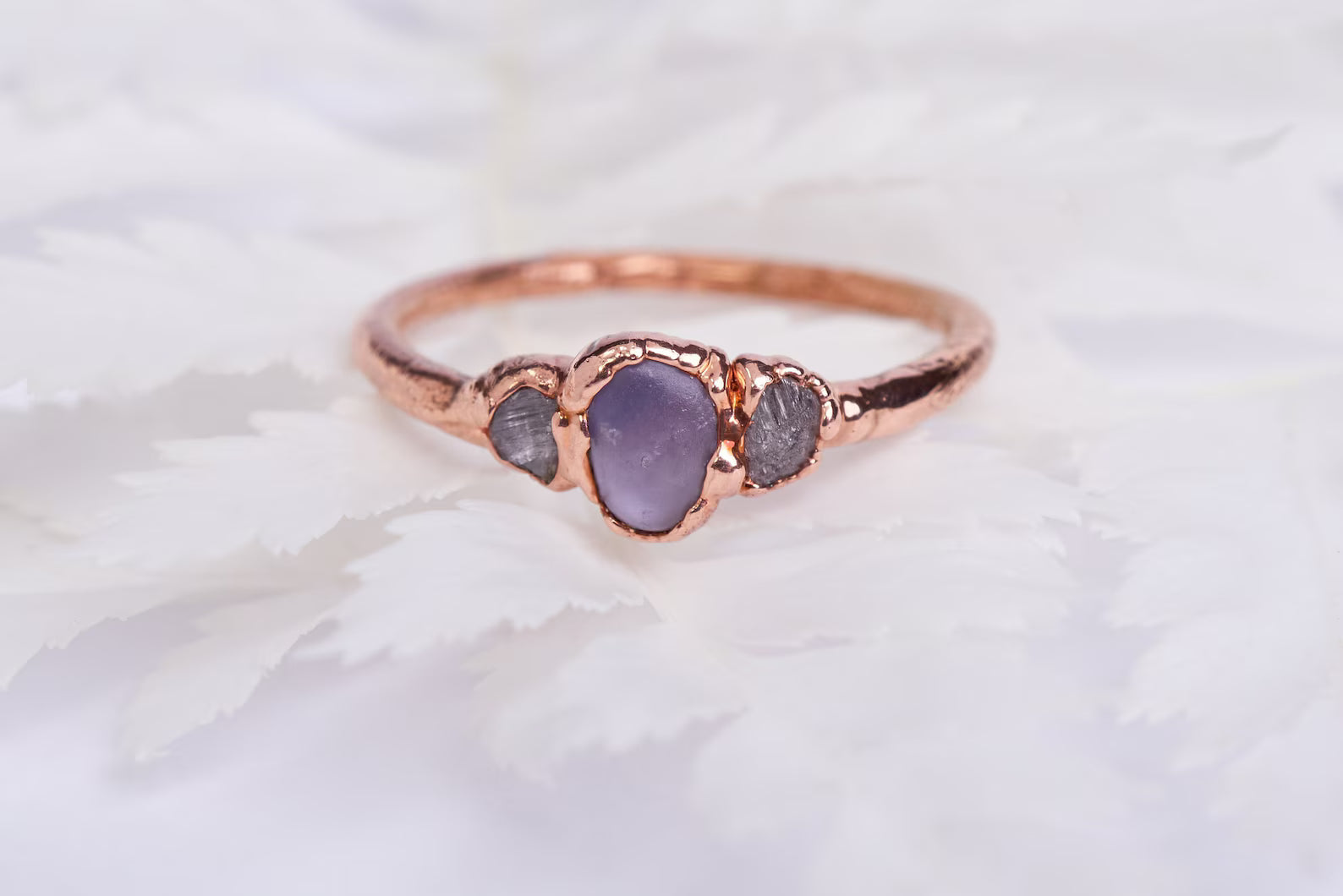 Purple sapphire engagement rings | Anita No chevron ring