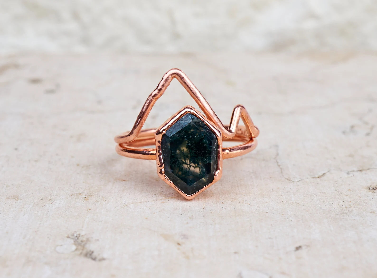 Mountain & Moss Agate ring | Larisa