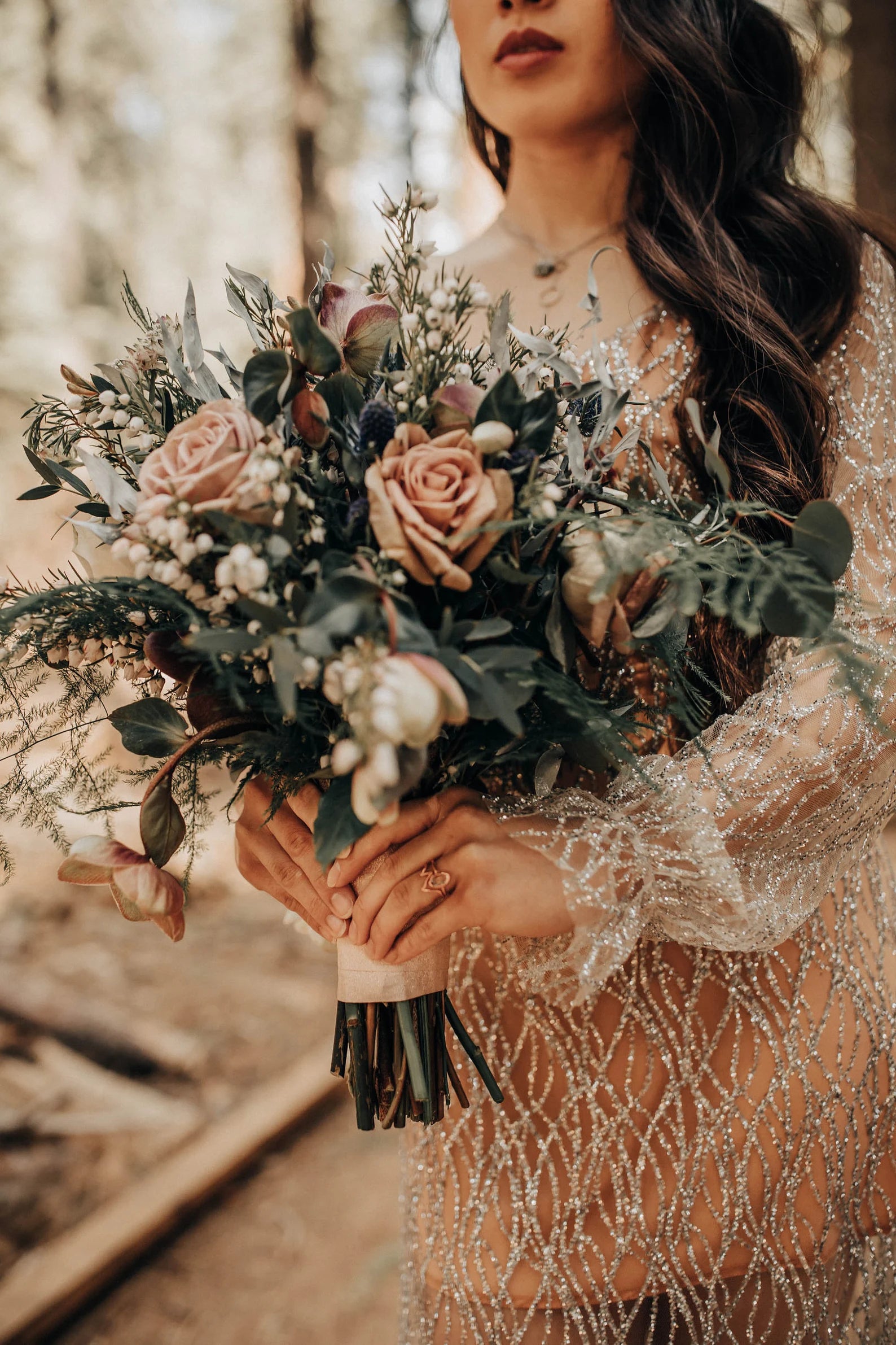 Mountain engagement ring with Herkimer diamond | Shyla