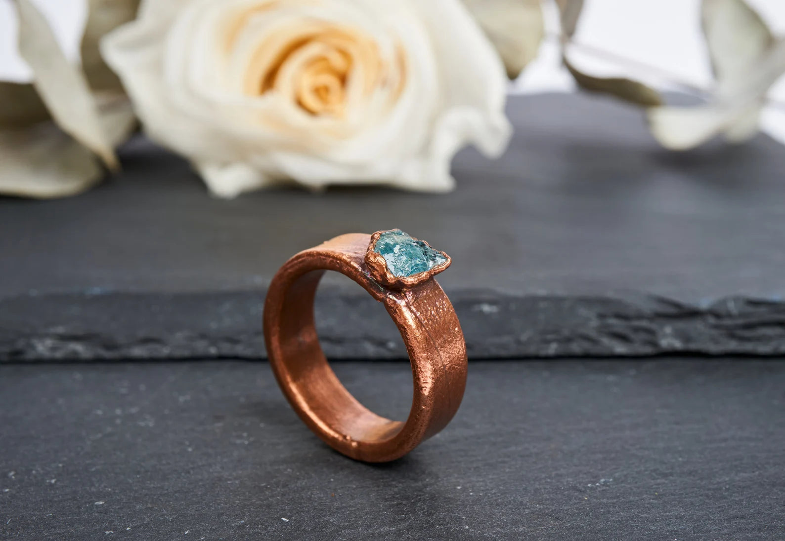 Mens aquamarine wedding band | Milo