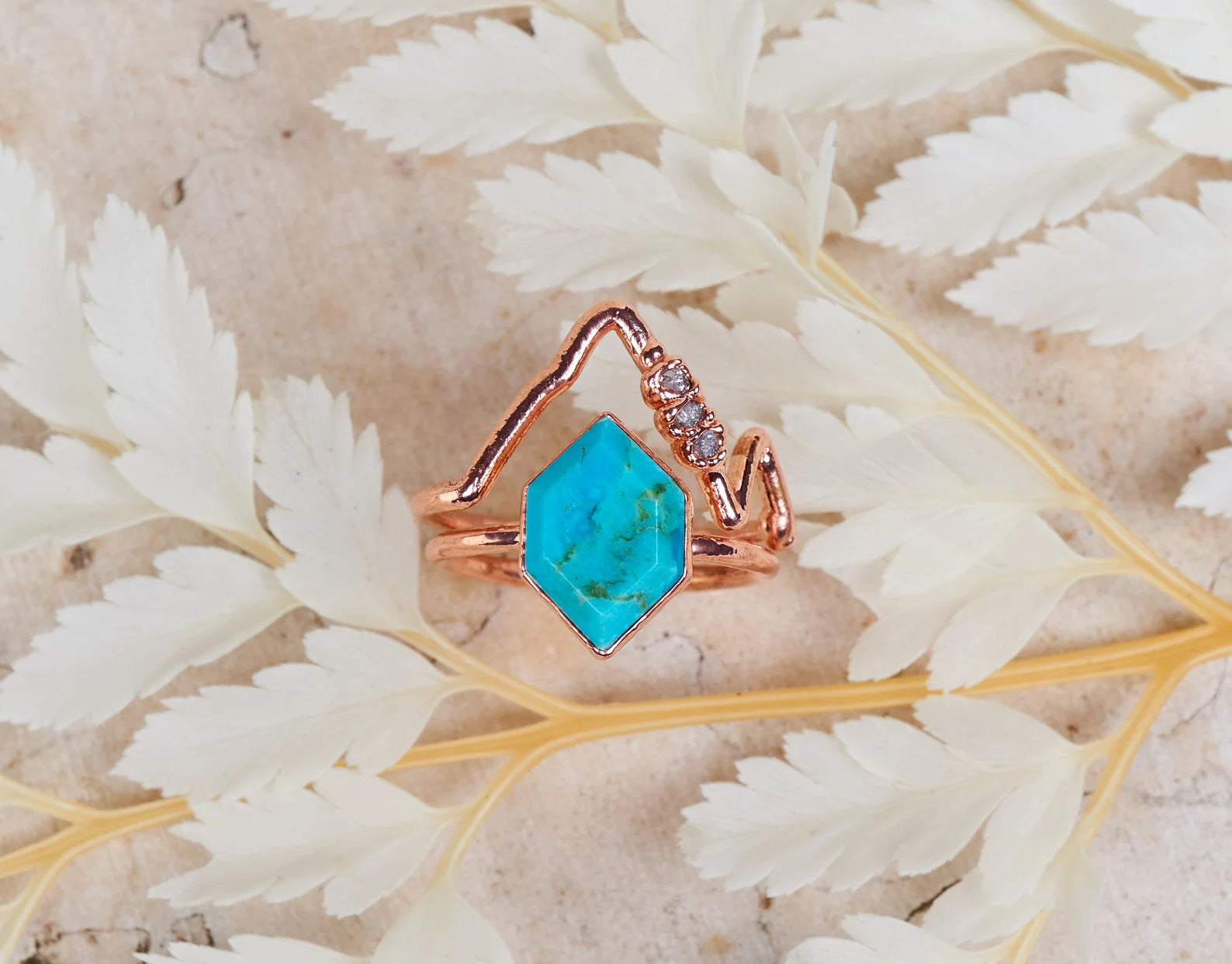 Turquoise wedding ring | Donna Two piece set