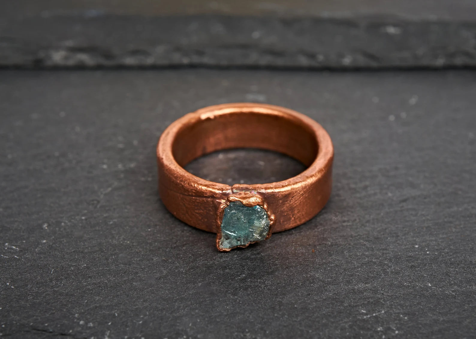 Mens aquamarine wedding band | Milo