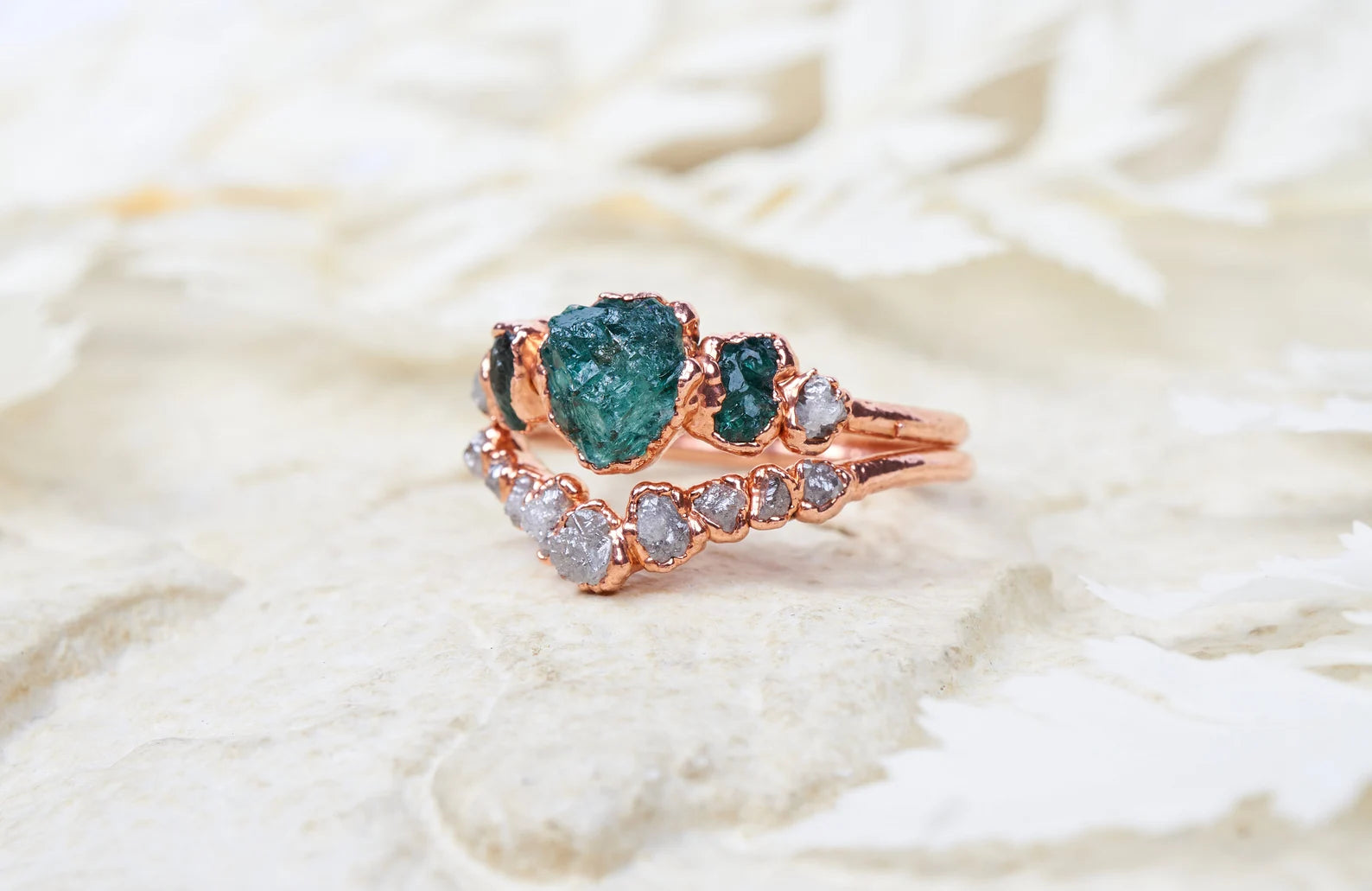 Emerald engagement ring set | Jamila