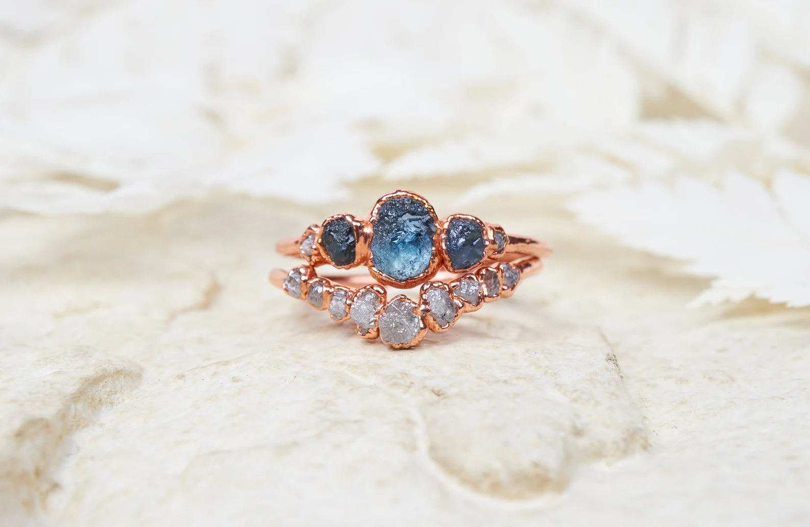 Montana sapphire engagement rings | Gloria Two piece set