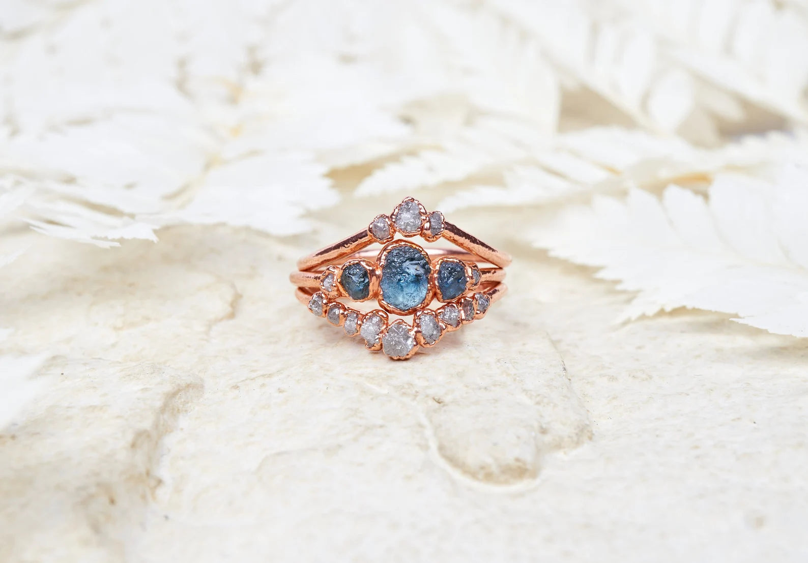 Montana sapphire engagement rings | Gloria Three piece set