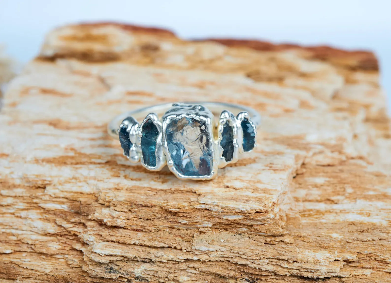 Raw aquamarine engagement ring | Helen