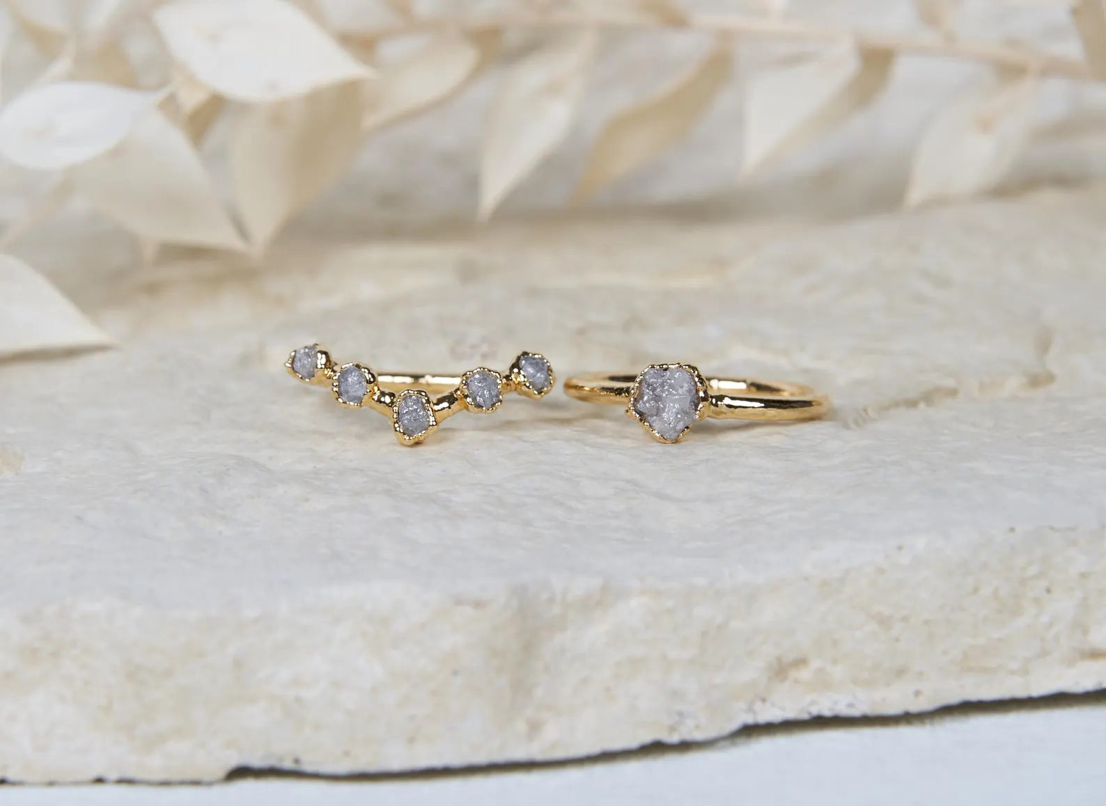 Raw diamond engagement ring set | Emma