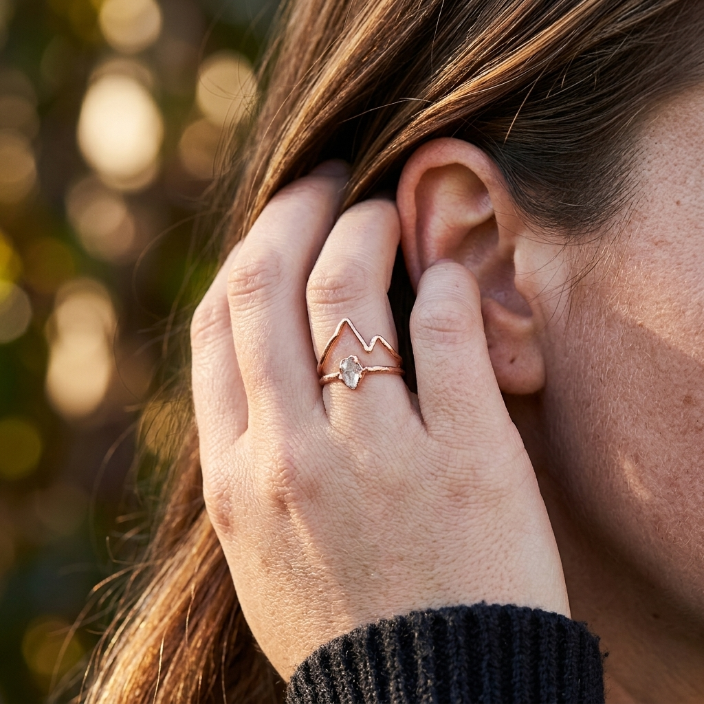 Mountain and quartz engagement ring | Miranda