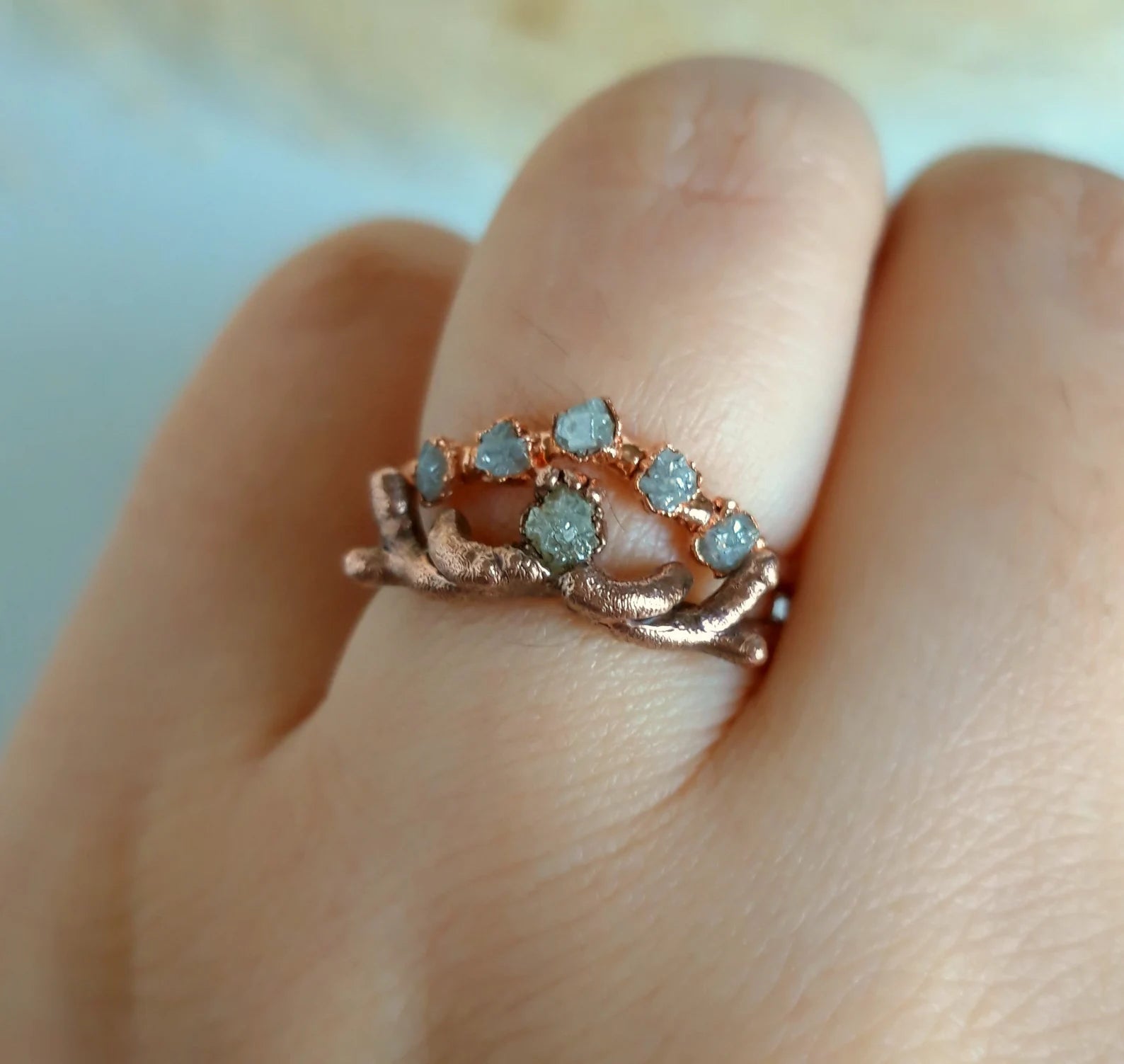 Woodland Diamond Bridal Set - Raw diamond bridal set