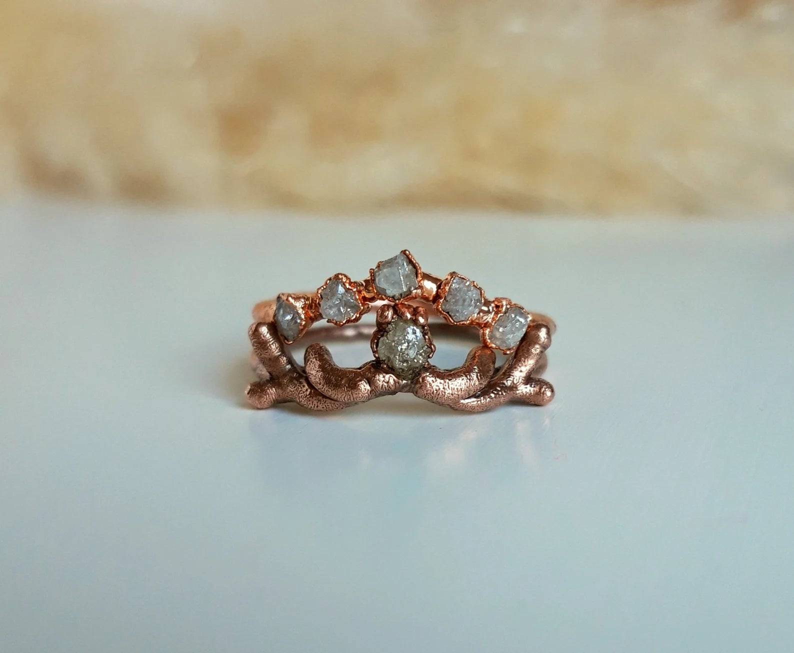 Woodland Diamond Bridal Set - Raw diamond bridal set