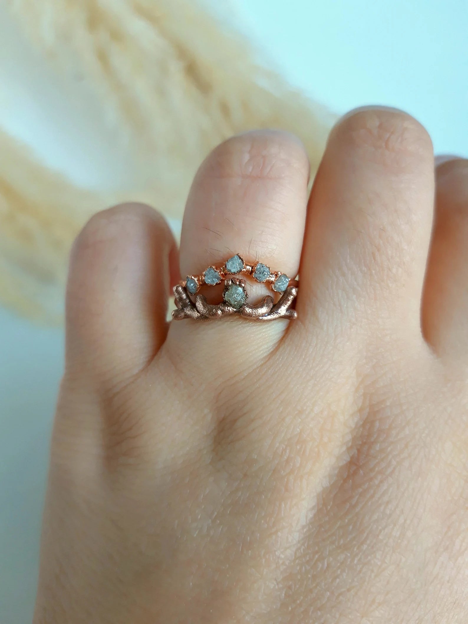 Woodland Diamond Bridal Set - Raw diamond bridal set