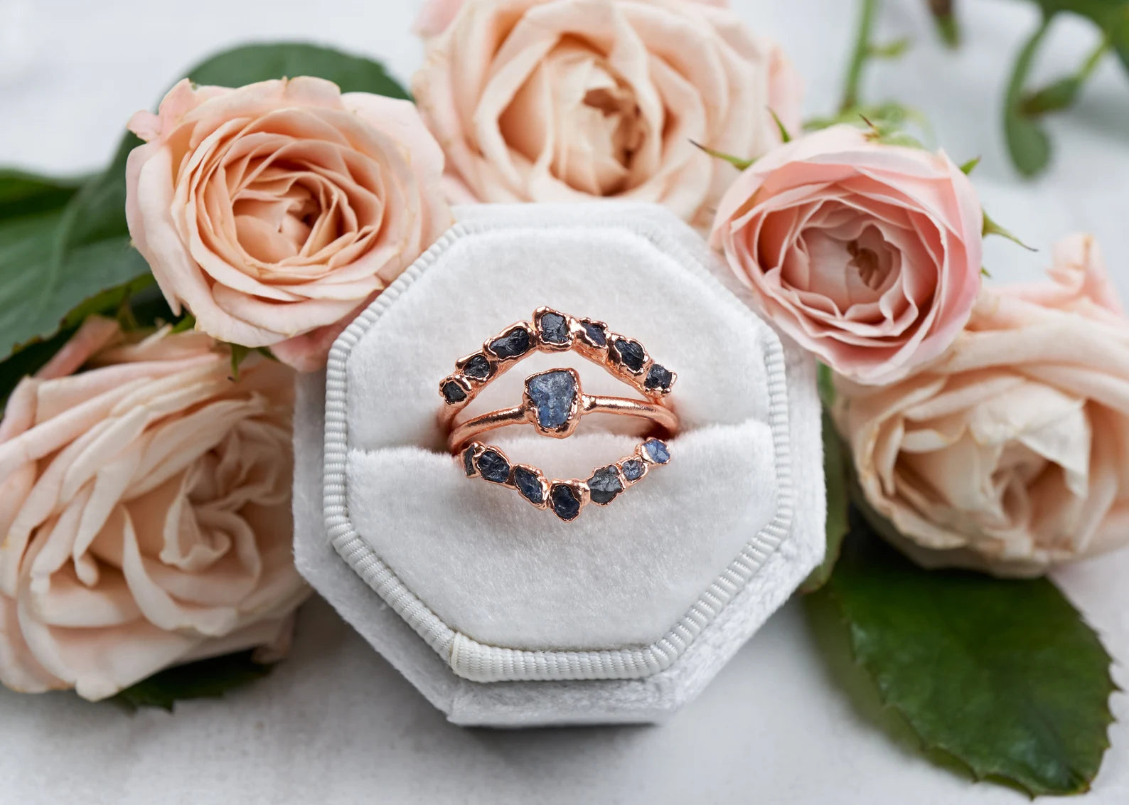 Raw sapphire ring set | Amy