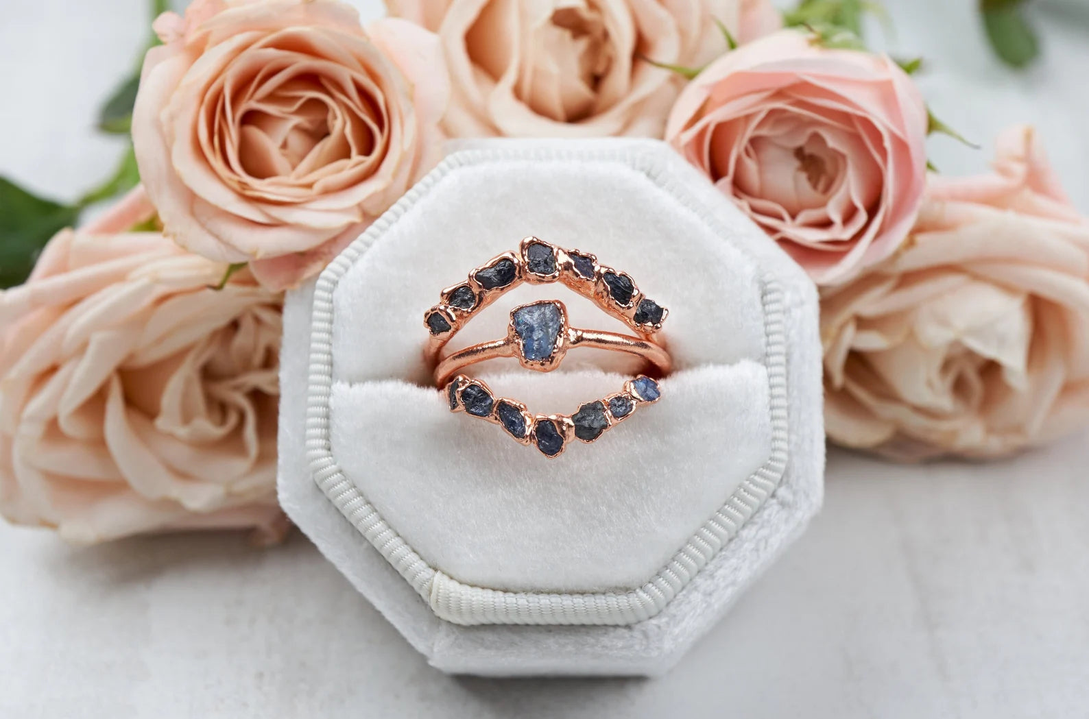 Raw sapphire ring set | Amy