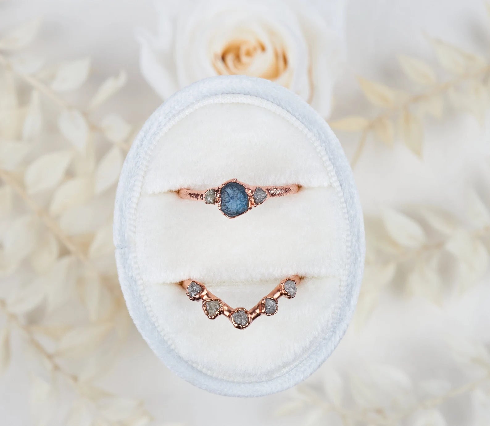 Diamond and sapphire wedding set | Ophelia