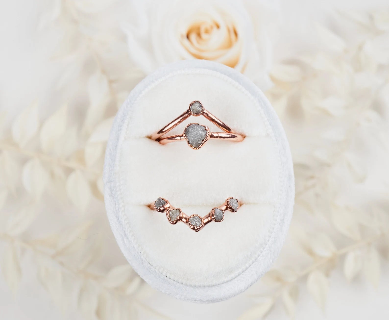 Uncut diamond engagement ring set | Naomi