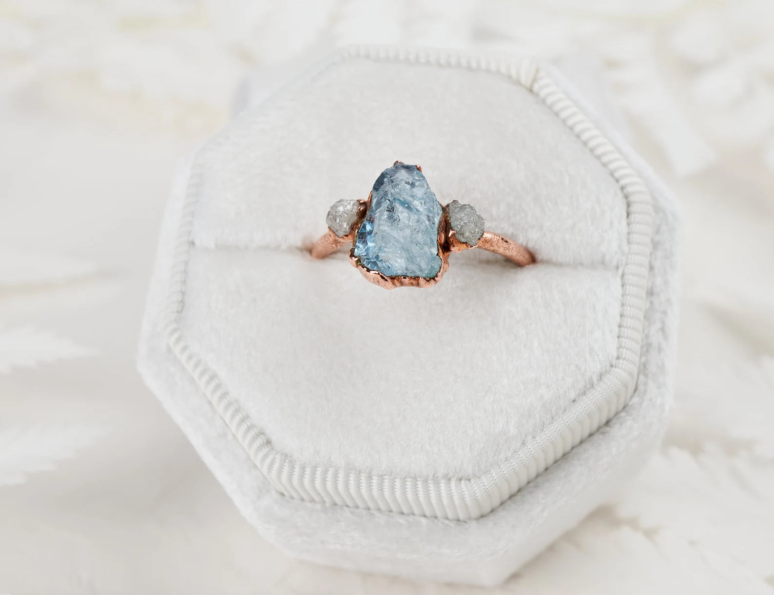 Raw aquamarine and diamond ring | Calypso