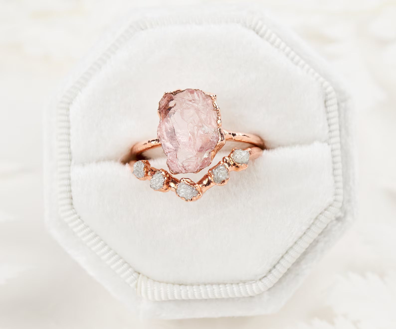 Pink Quartz ring set | Judith
