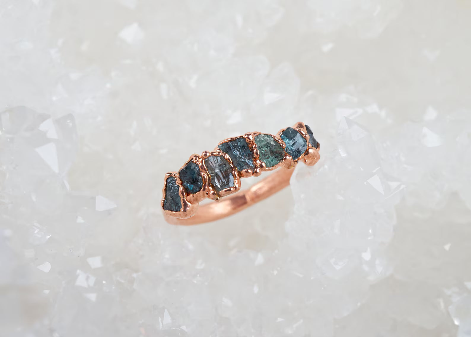 Raw aquamarine stackable ring | Nia