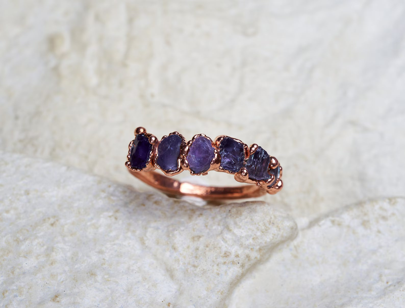 Purple stone rings ombre | Vivian