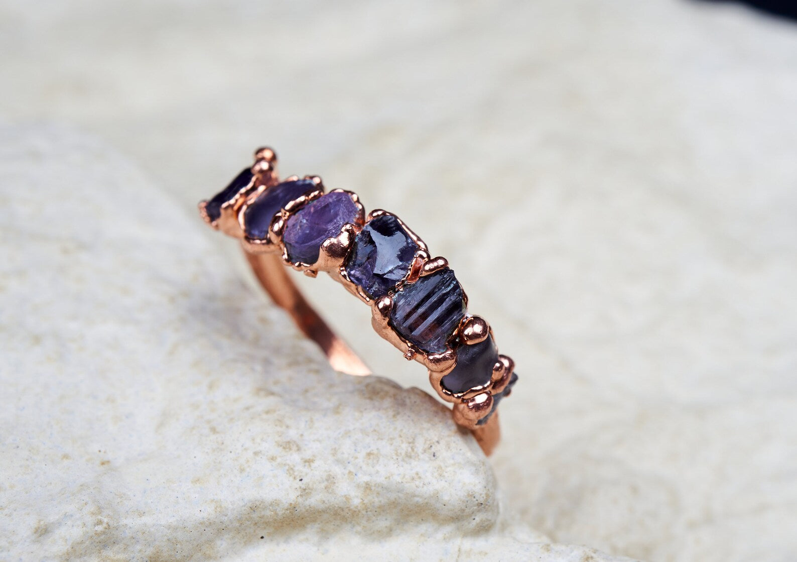 Purple stone rings ombre | Vivian