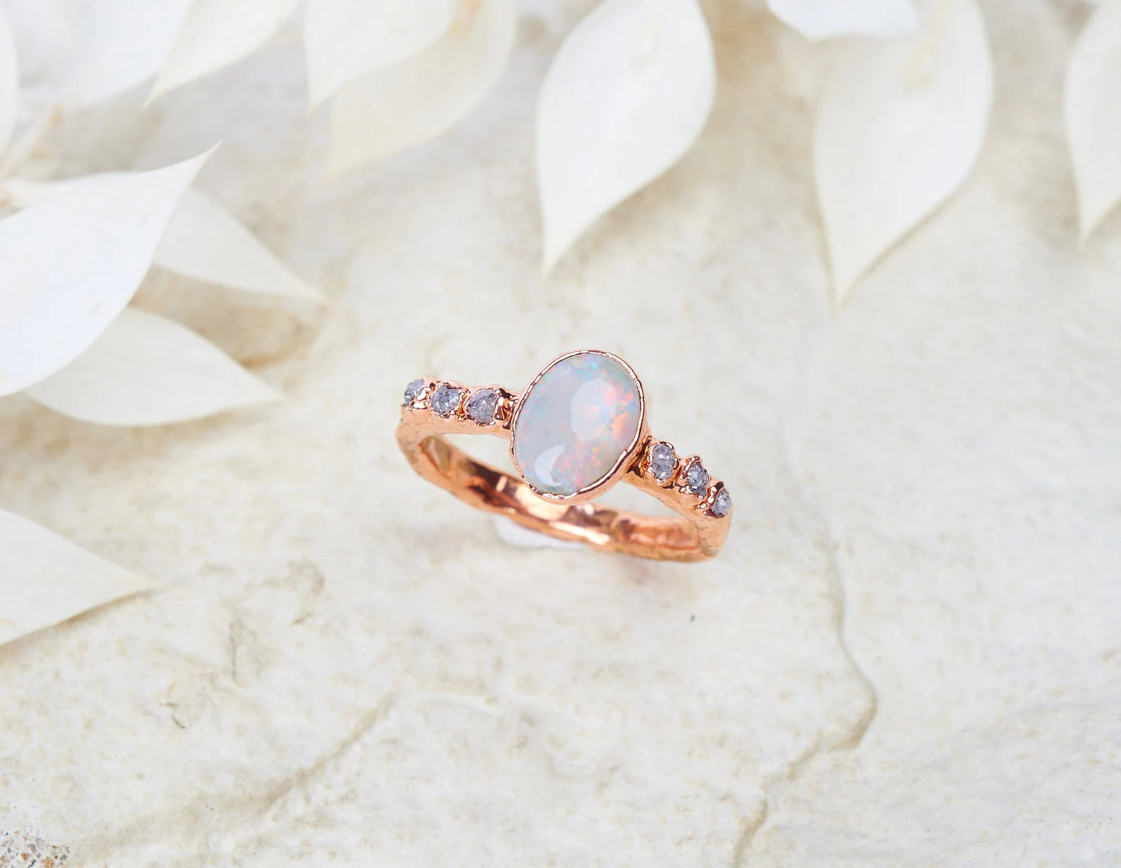 Opal engagement ring | Angelika No chevron ring