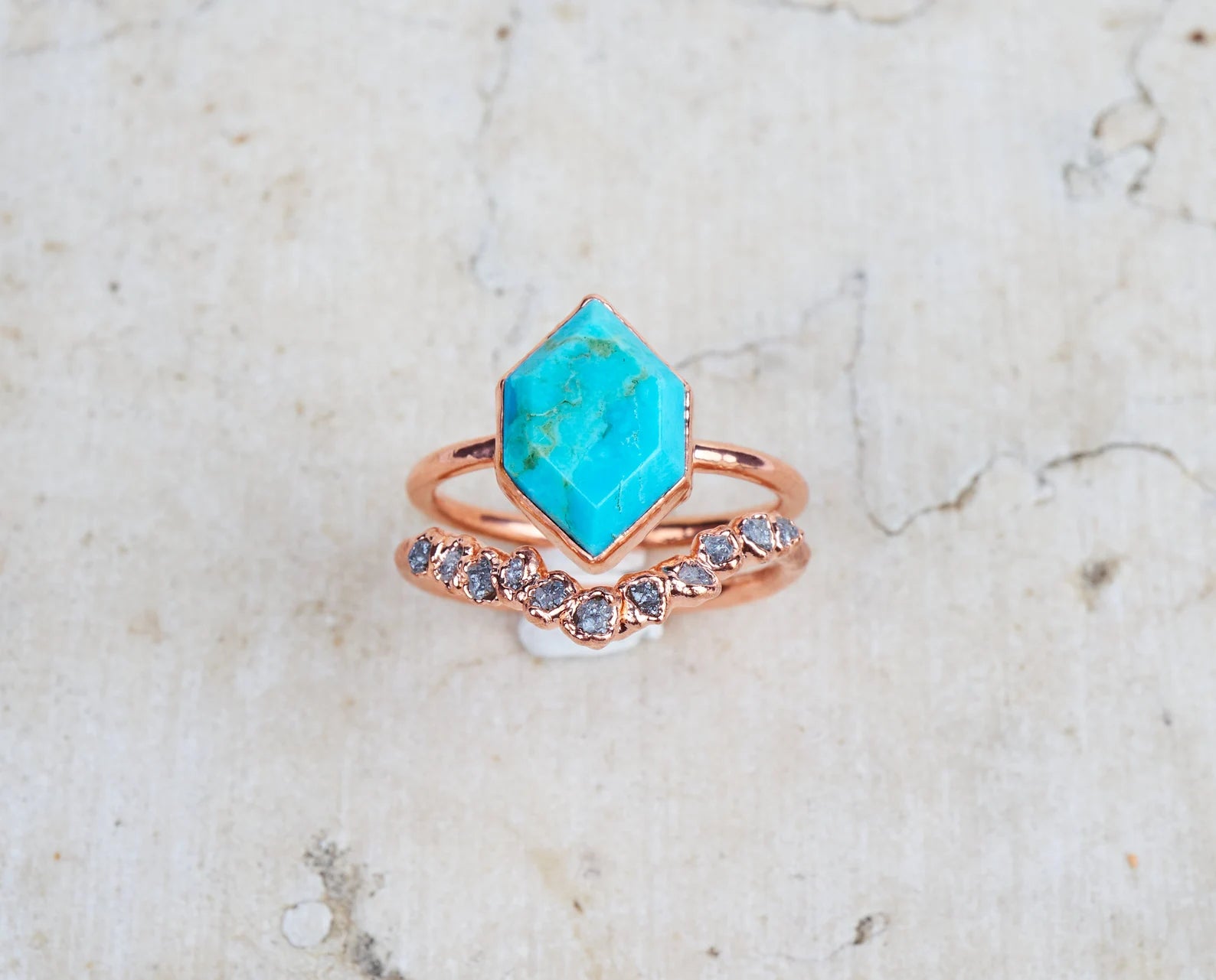 Turquoise and diamond engagement ring | Brooke