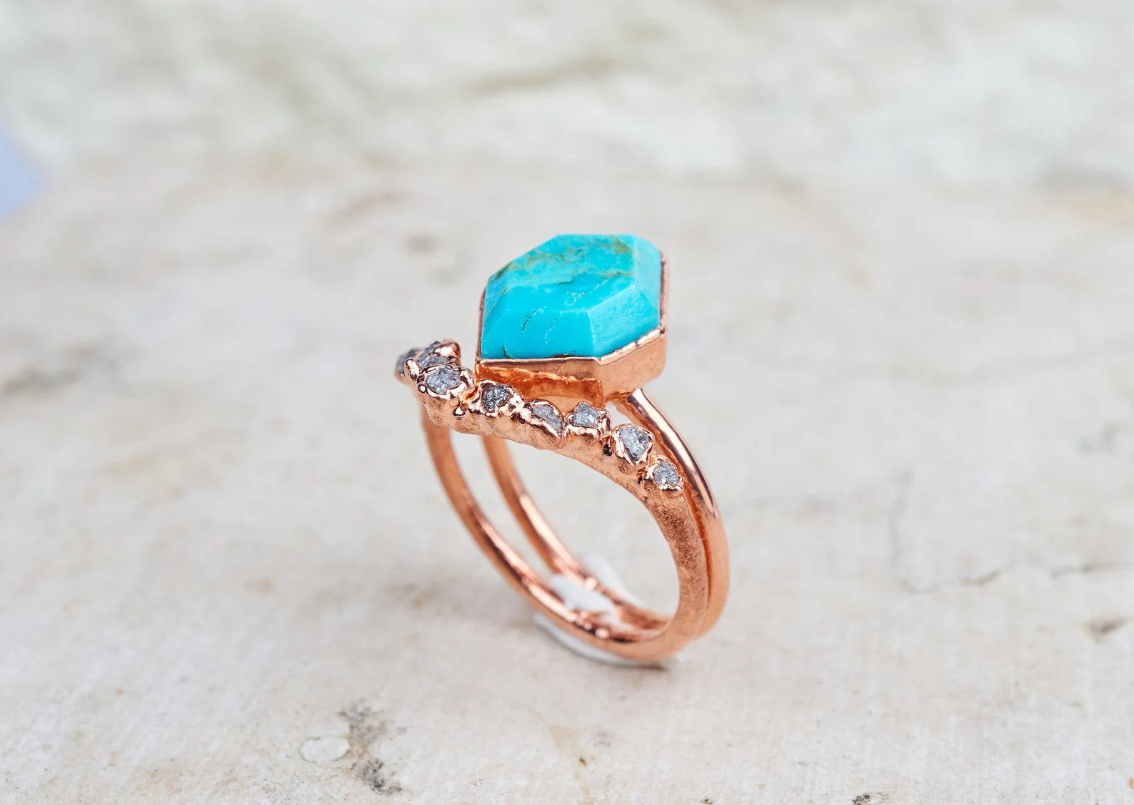 Turquoise and diamond engagement ring | Brooke