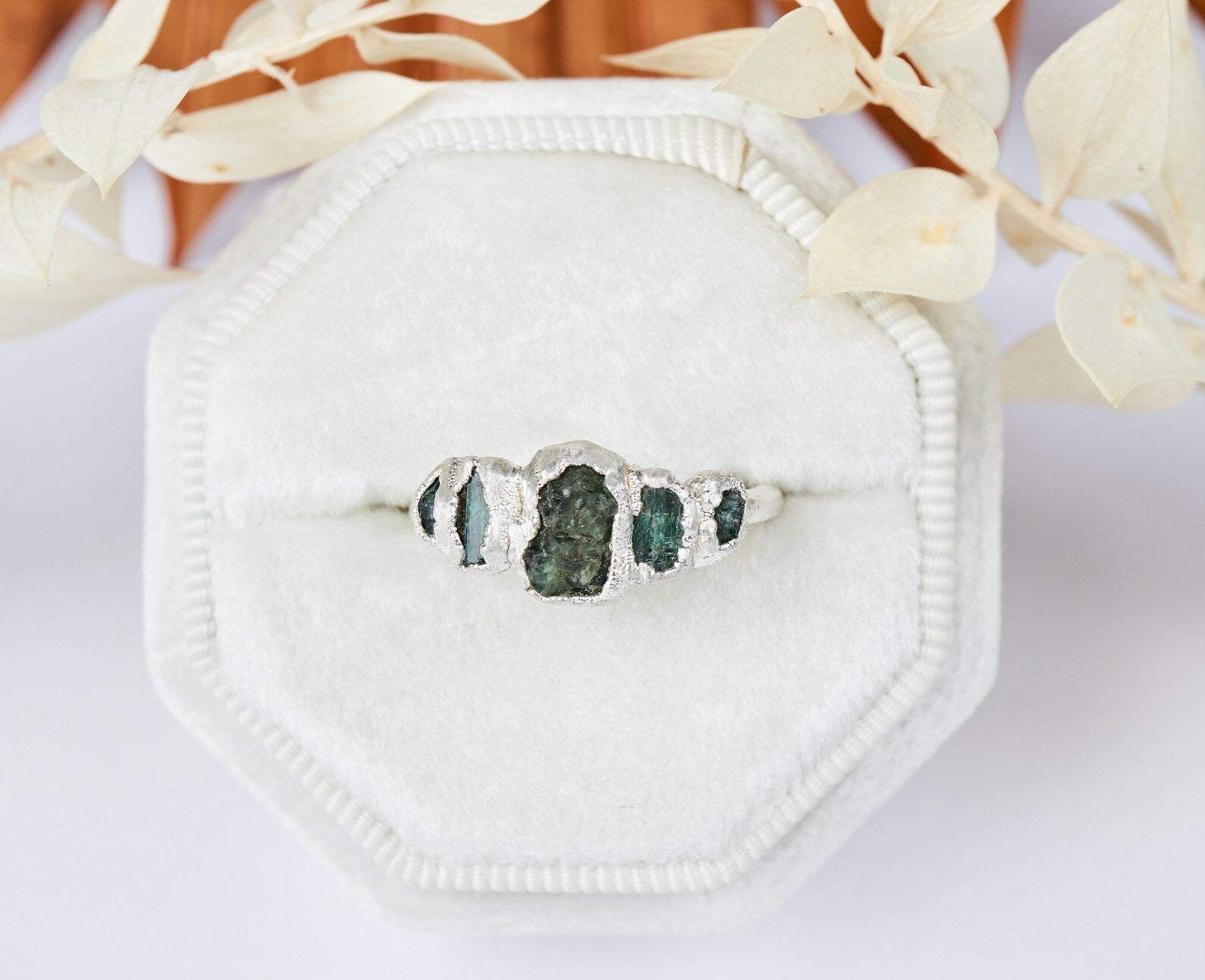READY TO SHIP in US size 6 1/4 | Raw emerald ring