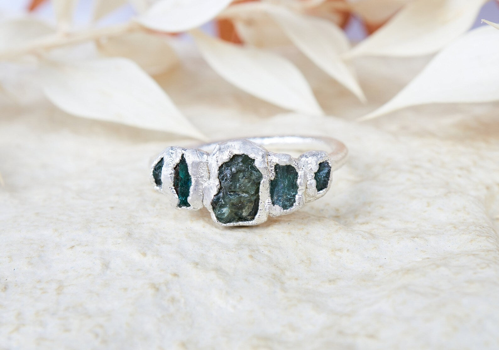 READY TO SHIP in US size 6 1/4 | Raw emerald ring