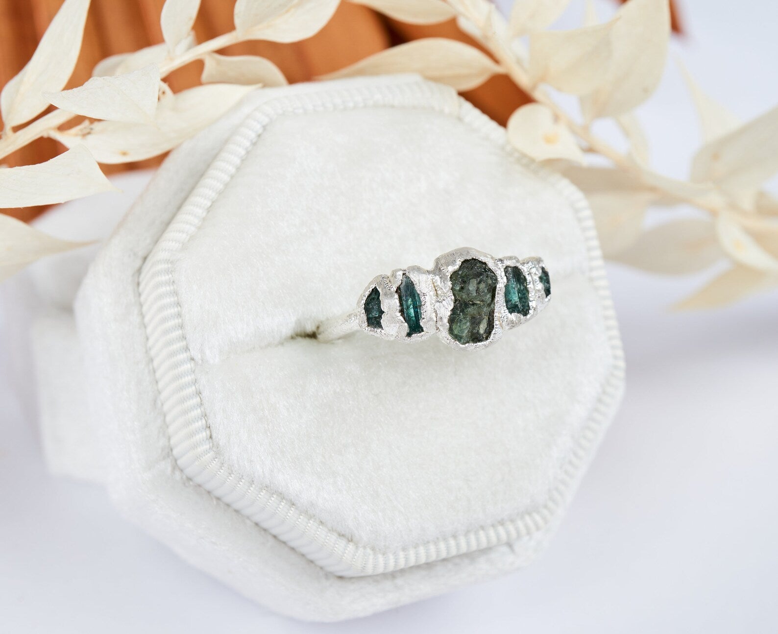 READY TO SHIP in US size 6 1/4 | Raw emerald ring