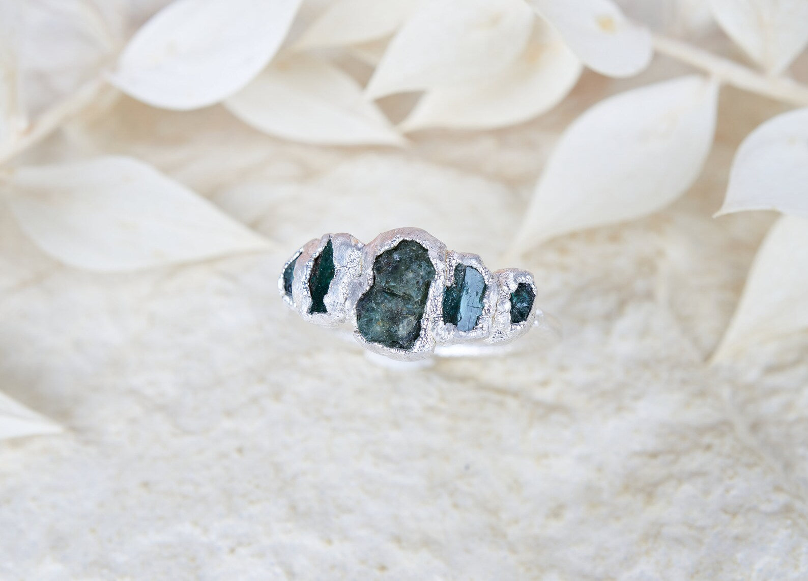 READY TO SHIP in US size 6 1/4 | Raw emerald ring