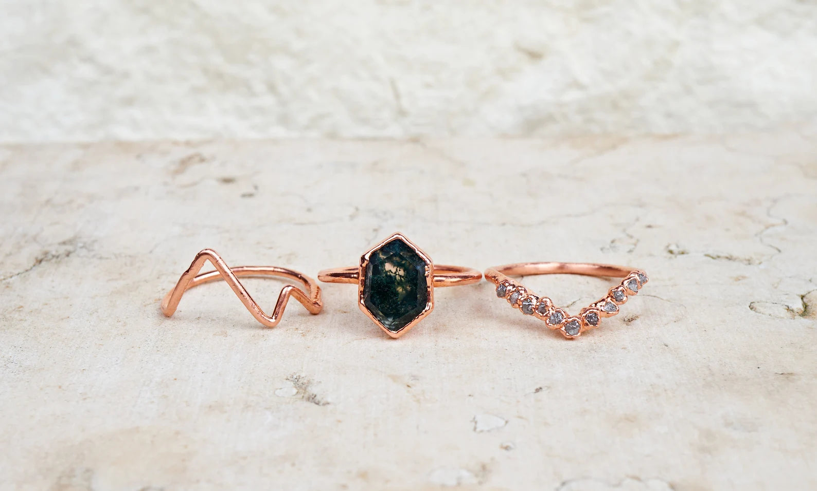 Moss Agate wedding ring | Priscilla