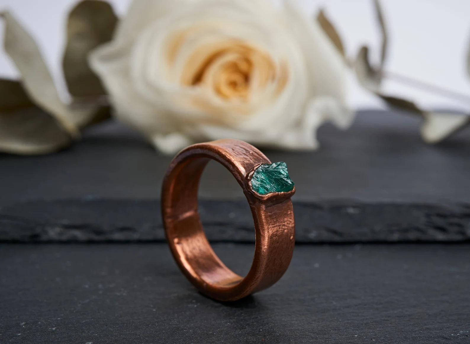 Mens emerald wedding band | Alaric