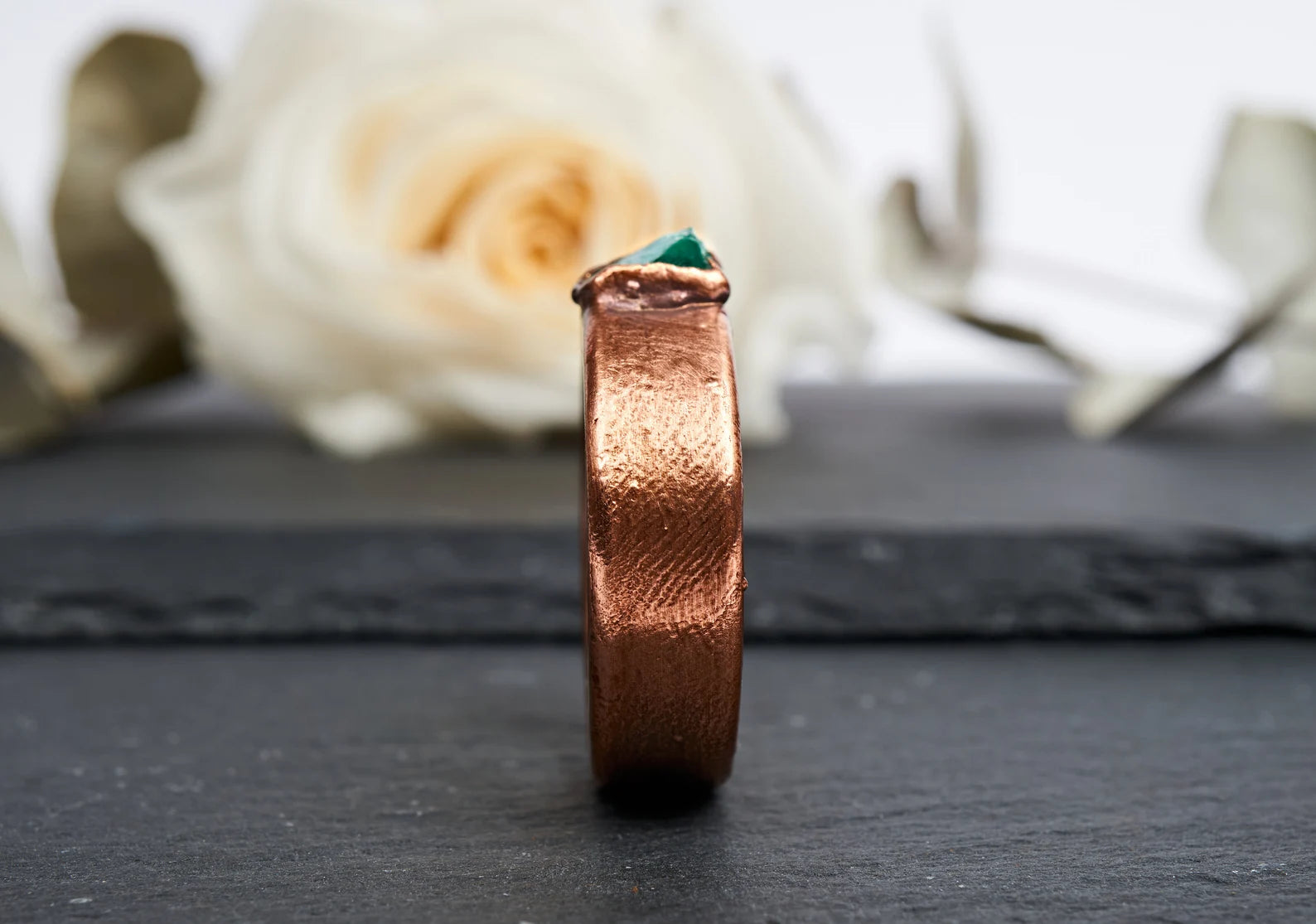 Mens emerald wedding band | Alaric